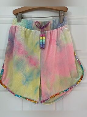 Lola and the Boys shorts - 12 - beaded rainbow trim
